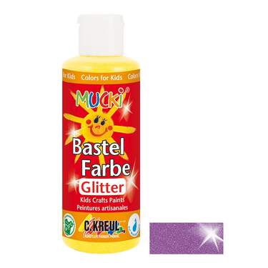 Bild von KREUL Mucki Bastelfarbe mit violettem Glitzer, 80 ml.