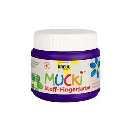 Bild von KREUL 28110 - Mucki leuchtkräftige Stoff - Fingerfarbe, 150 ml in violett, auf Wasserbasis, parabenfrei, glutenfrei, laktosefrei und vegan, optimal für die Anwendung mit Fingern und Händen