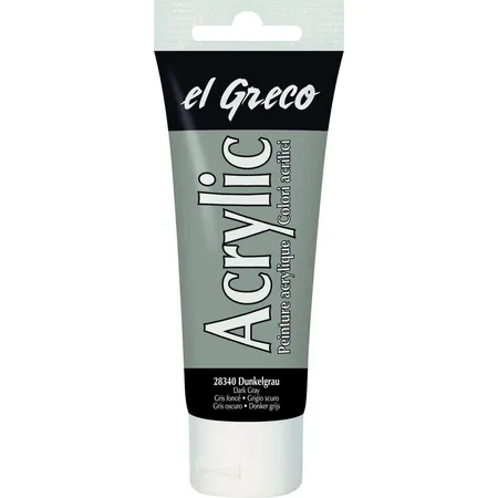 Bild von KREUL 28340 - El Greco Acrylic, 75 ml Tube in dunkelgrau, hochpigmentierte, glänzende Acrylfarbe in Studienqualität, buttrig vermalbar, für pastose Malerei