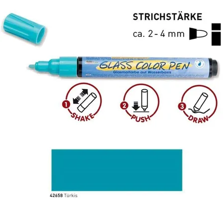 Bild von KREUL 42658 - Glass & Porcelain Pen Clear türkis, formstabile Spitze, Strichstärke ca. 2 - 4 mm, transparente, glänzende und lichtechte Glas- und Porzellanmalfarbe auf Wasserbasis