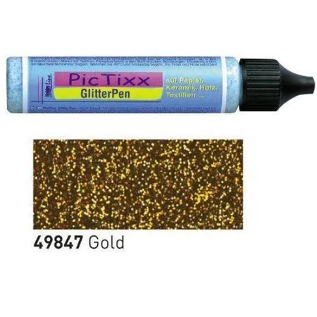 Bild von KREUL 49847 - Glitter Pen gold, Glitzer Effektfarbe im handlichen 29 ml Pen, zum Verzieren, Beschriften und Dekorieren von vielfältigen Materialien, hergestellt auf Wasserbasis