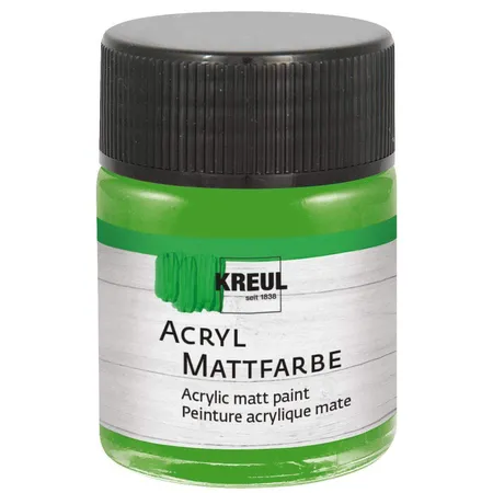 Bild von KREUL 75510 - Acryl Mattfarbe, hellgrün im 50 ml Glas, cremig deckende, schnelltrocknende Farbe auf Wasserbasis, für viele verschiedene Untergründe geeignet