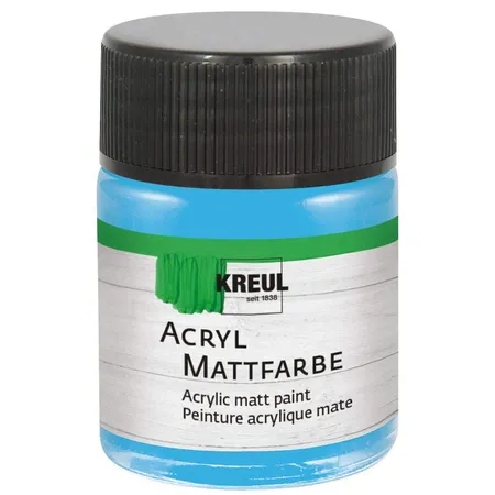Bild von KREUL 75550 - Acryl Mattfarbe, himmelblau im 50 ml Glas, cremig deckende, schnelltrocknende Farbe auf Wasserbasis, für viele verschiedene Untergründe geeignet