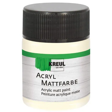 Bild von KREUL 75557 - Acryl Mattfarbe, elfenbein im 50 ml Glas, cremig deckende, schnelltrocknende Farbe auf Wasserbasis, für viele verschiedene Untergründe geeignet