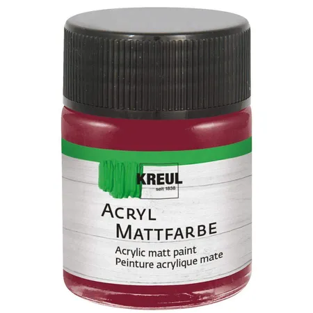 Bild von KREUL 75569 - Acryl Mattfarbe, weinrot im 50 ml Glas, cremig deckende, schnelltrocknende Farbe auf Wasserbasis, für viele verschiedene Untergründe geeignet