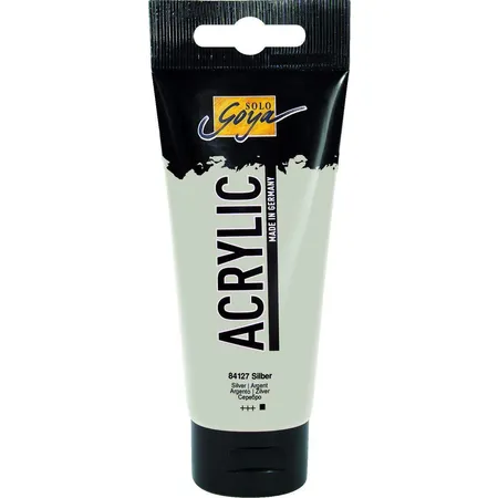Bild von KREUL 84127 - Solo Goya Acrylic, 100 ml Tube in silber, cremige vielseitig einsetzbare Acrylfarbe in Studienqualität, auf Wasserbasis, schnell und matt trocknend, gut deckend, wasserfest