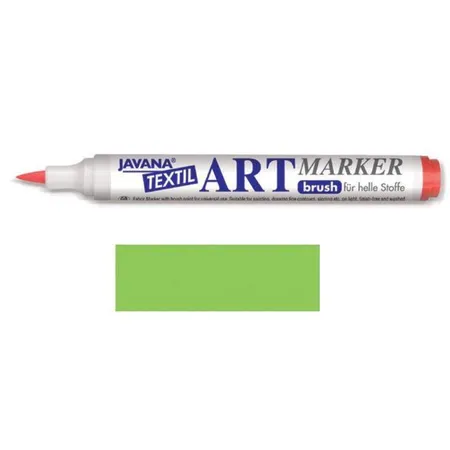 Bild von Kreul 90609 - Javana Textil Artmarker, hellgrün, mit universell einsetzbarer Pinselspitze ca. 1 - 3 mm, brillanter Stoffmalstift für helle Stoffe