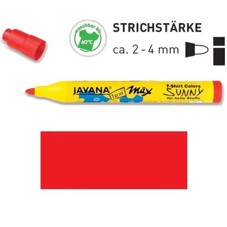 Bild von KREUL 90762 - Textil Marker medium, Rot, Strichstärke circa 2 bis 4 mm, Stoffmalstift für helle Stoffe & Textilien, waschecht nach Fixierung
