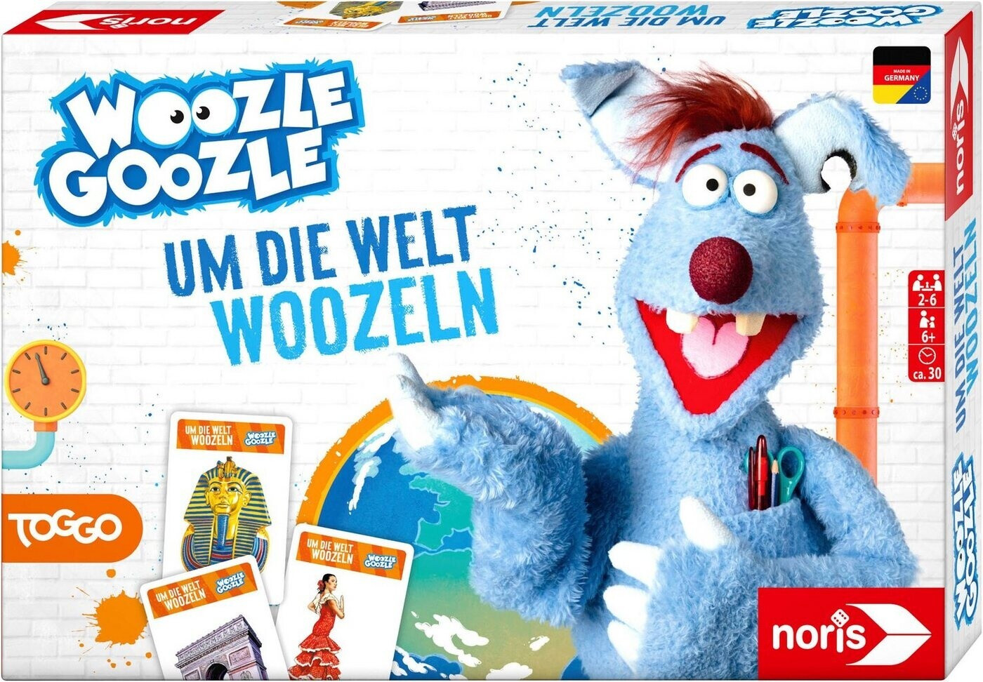 Bild von Noris 606102072 - Woozle Goozle Um die Welt woozeln (Spiel ab 6 Jahre) - spannende Quiz-Weltreise für Kinder, 2-6 Spieler, ca. 30 Min. Spiel-Dauer, Blau
