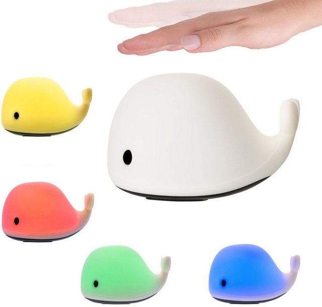 Bild von Pauleen 48032 Night Whale Nachtlicht für Kinder mit Akku LED Kinderzimmerlampe mit Farbwechsel aus BPA-freiem Silikon