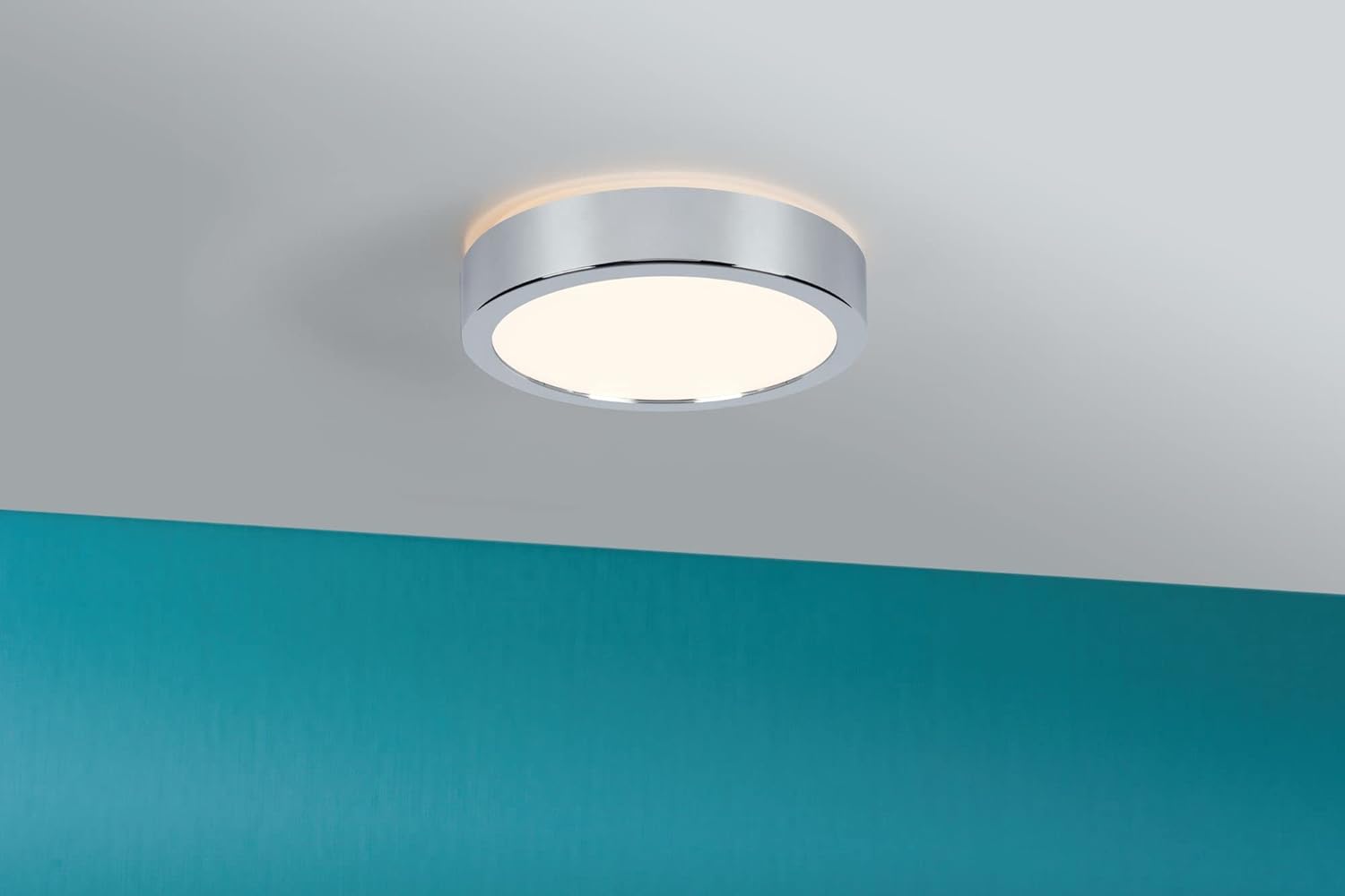 Bild von Paulmann 78921 LED Deckenleuchte Panel Aviar IP44 rund 220mm 3000K Chrom incl. 1x13 Watt dimmbar Lichtpanel Kunststoff