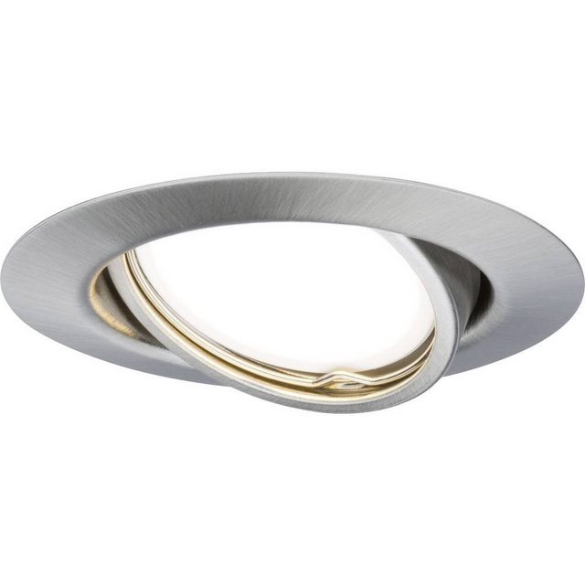 Bild von Paulmann 93412 LED Einbauleuchte Base rund schwenkbar incl 1x5W Einbaustrahler Set Eisen gebürstet Spot Metall Einbaulampe 3000 K GU10