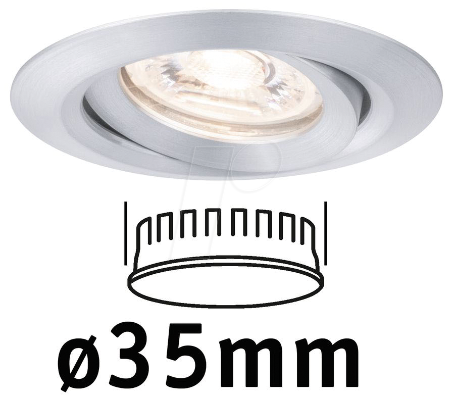 Bild von Paulmann 94296 Nova Mini LED Einbauleuchte Coin rund schwenkbar 1x4W Deckeneinbaustrahler Alu gedreht Einbaulampe Aluminium Warmweiß 2700K, 4 W