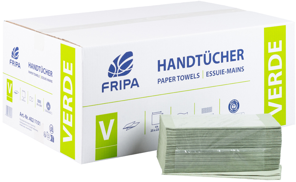 Bild von Fripa Papierhandtuch Verde 4021101 V-Falz 25x23cm gn 20x250 Bl./Pack. 446000360
