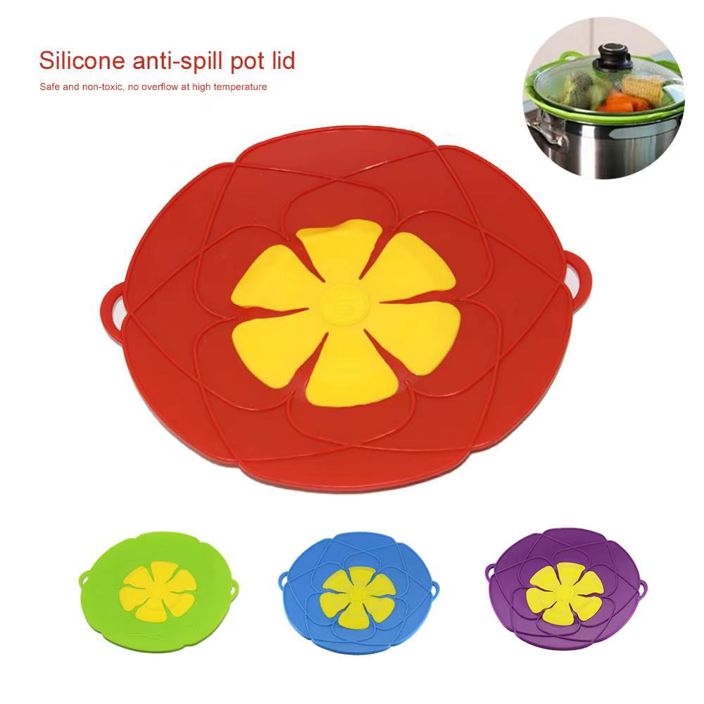 Bild von Meijuner Spill Stopper Abdeckung Silikon Deckel für Topf Pan Küche Zubehör Kochen Werkzeuge Blume