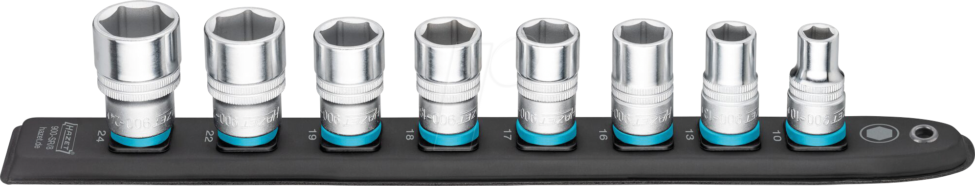 Bild von HAZET Smart-Rail 900-SR/8 I magnetische Unterseite mit 8 Steckplätzen und robuster Drehverriegelung, Antrieb: Vierkant 12,5 mm (1/2 Zoll) I flexible Kunststoff-Steckleiste für Steckschlüssel