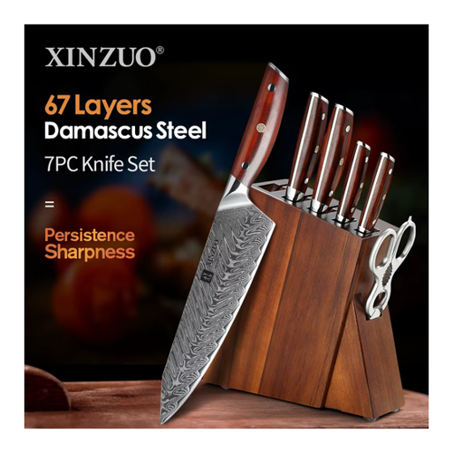 Bild von XINZUO 7 PCS Küchenmesser Set - Damaskus Stahl