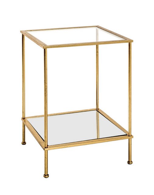 Bild von HAKU Möbel Beistelltisch Gold, Metall, Sicherheitsglas, Spiegel - Maße: B 39 cm x H 55 cm x T 39 cm, Style: Art Deco