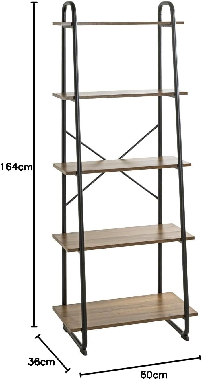 Bild von HAKU Möbel Regal Eiche, schwarz, Metall, Spanplatte - Maße: B 60 cm x H 93 cm x T 36 cm, Style: Modern
