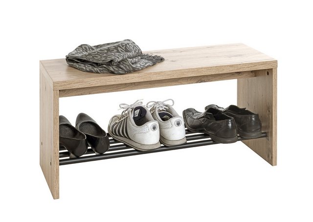Bild von HAKU Schuhbank in eiche, schwarz, MDF, Metall - 80x40x30cm (BxHxT)