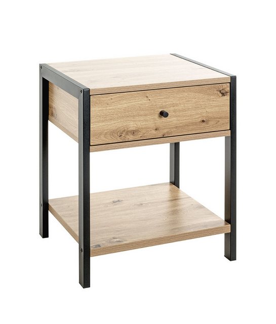Bild von HAKU Konsole in eiche, schwarz, MDF, Metall - 48x60x43cm (BxHxT)