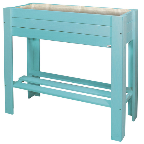 Bild von Wagner GreenFAMILY - Hochbeet - GreenBOX Light - Nadelholz, Massivholz FSC®, Aqua Splash/türkis, 70 x 83 x 34,5 cm, Regalboden, inkl. Pflanztasche - 25027001