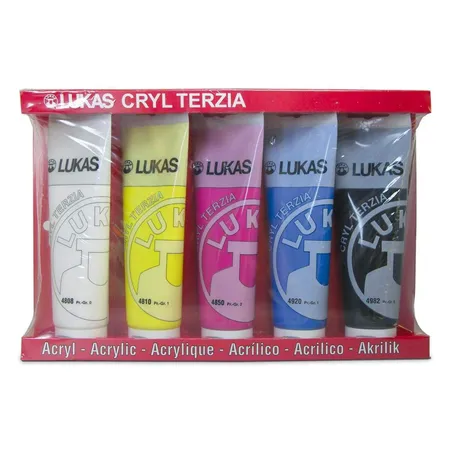 Bild von Lukas Cryl Terzia Primär-Acrylfarben-Set 5 x 125 ml Tuben im Karton-Etui