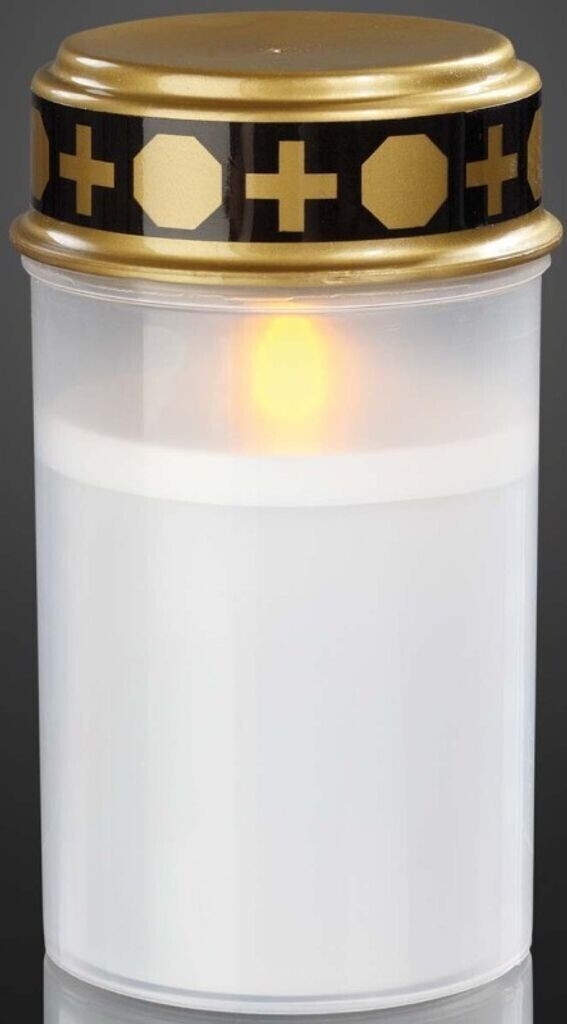 Bild von hellum Grablichter LED mit Batterie weiß, LED Grablichter für draußen mit Timer outdoor, Grabschmuck wetterfest, elektrische Grabkerzen outdoor, Grabkerze (2xLR14, nicht inkl.) 7,5x12,5cm 520385