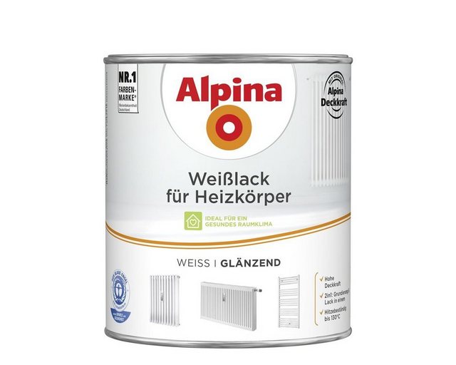 Bild von Alpina Heizkörperlack Alpina Heizkörperlack weiß 2 L weiß glänzend