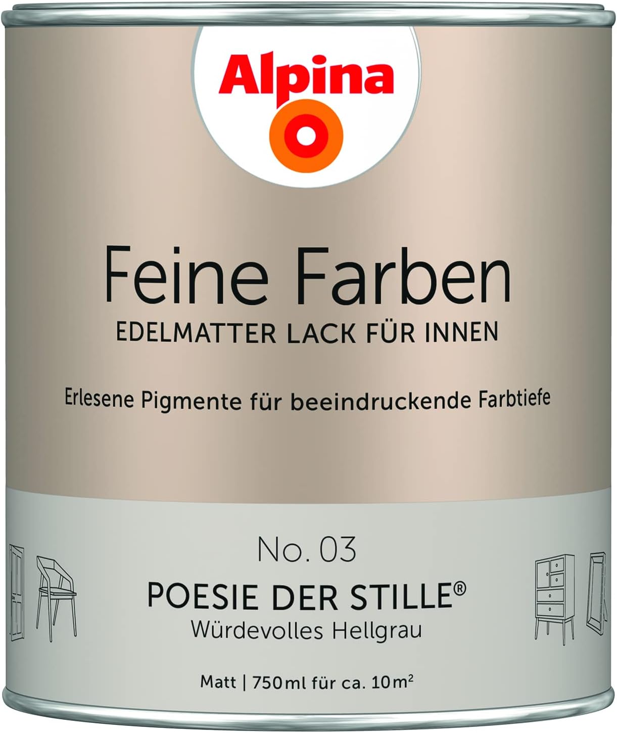 Bild von Alpina Feine Farben Lack No. 04 Zeit der Eisblumen® edelmatt 750ml - Kühles Blassgrau