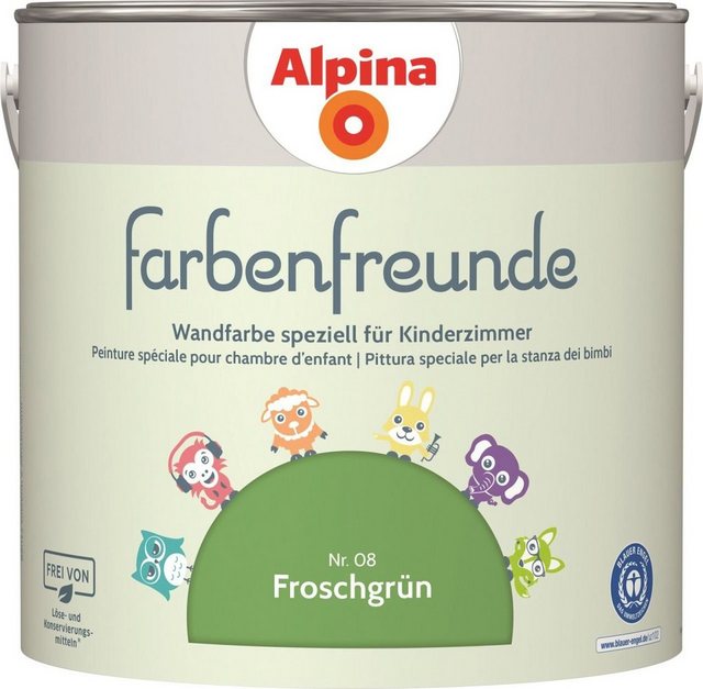 Bild von Alpina Farbenfreunde – Nr. 08 Froschgrün – Wandfarben speziell für Kinderzimmer – frei von konservierungs- und lösemittelfrei – für ein gesundes und behagliches Raumklima ̵
