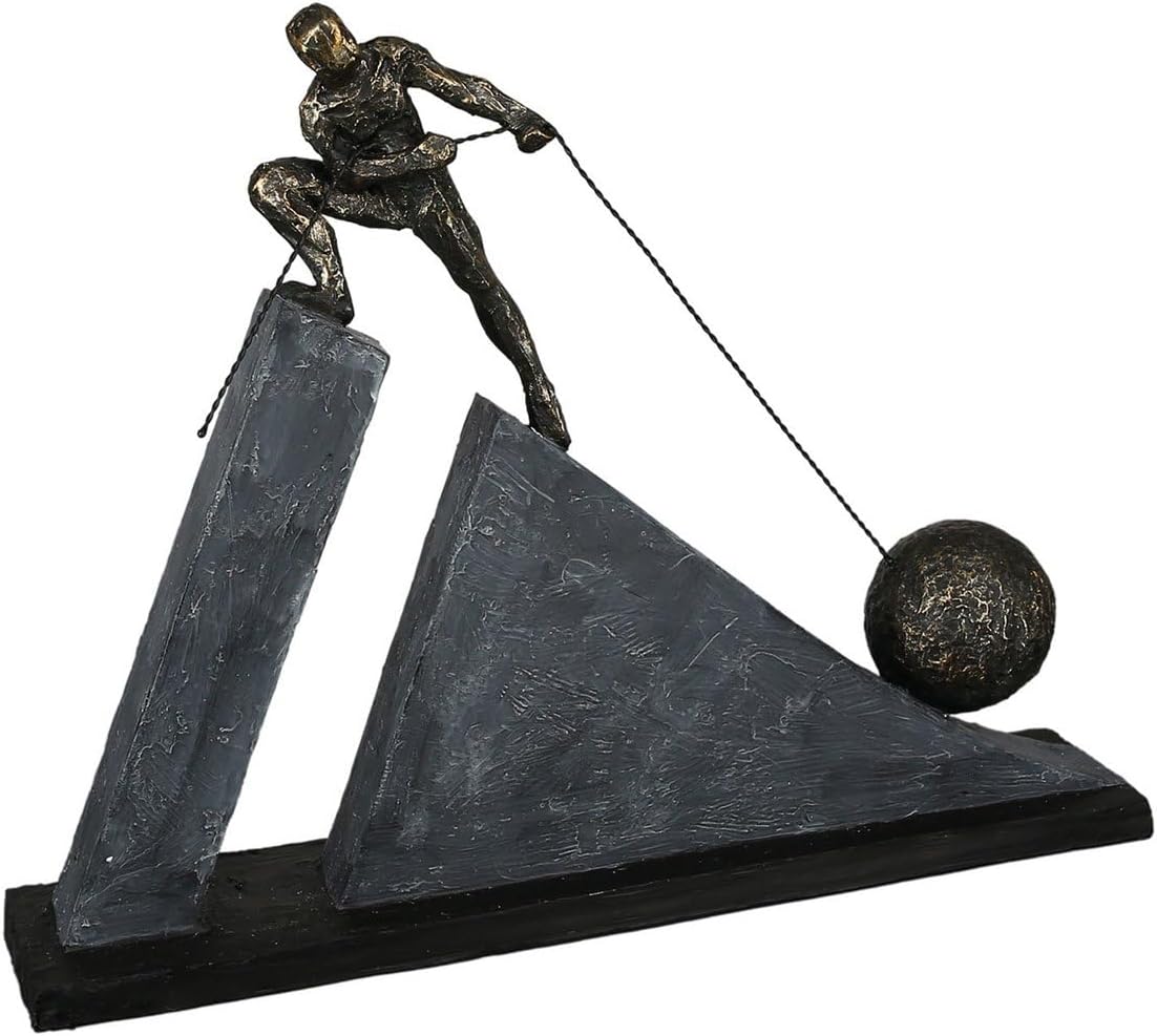 Bild von Casablanca modernes Design GILDE Skulptur So in Love bronzefarbene Figuren in Zwei Ringen, Basis in schwarz H: 29 cm B: 49 cm T: 9cm 89363