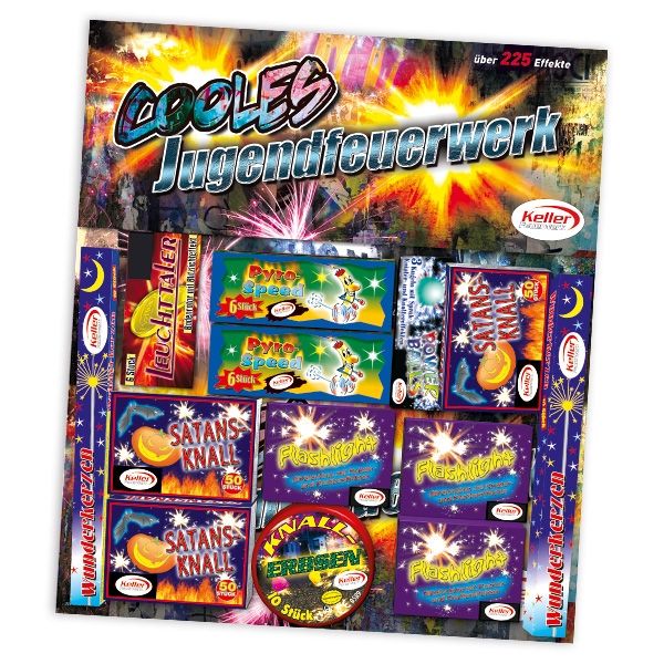 Bild von "Cooles Jugendfeuerwerk" Feuerwerkssortiment, 7-fach sortiert
