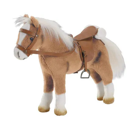 Bild von Götz 3401926 Haflinger Fritz Pferde-Puppe (Stockmaß 24 cm) - 28 cm hohes, biegsames Plüschpferd für Stehpuppen - mit Sattel, Zaumzeug und Picknickdecke