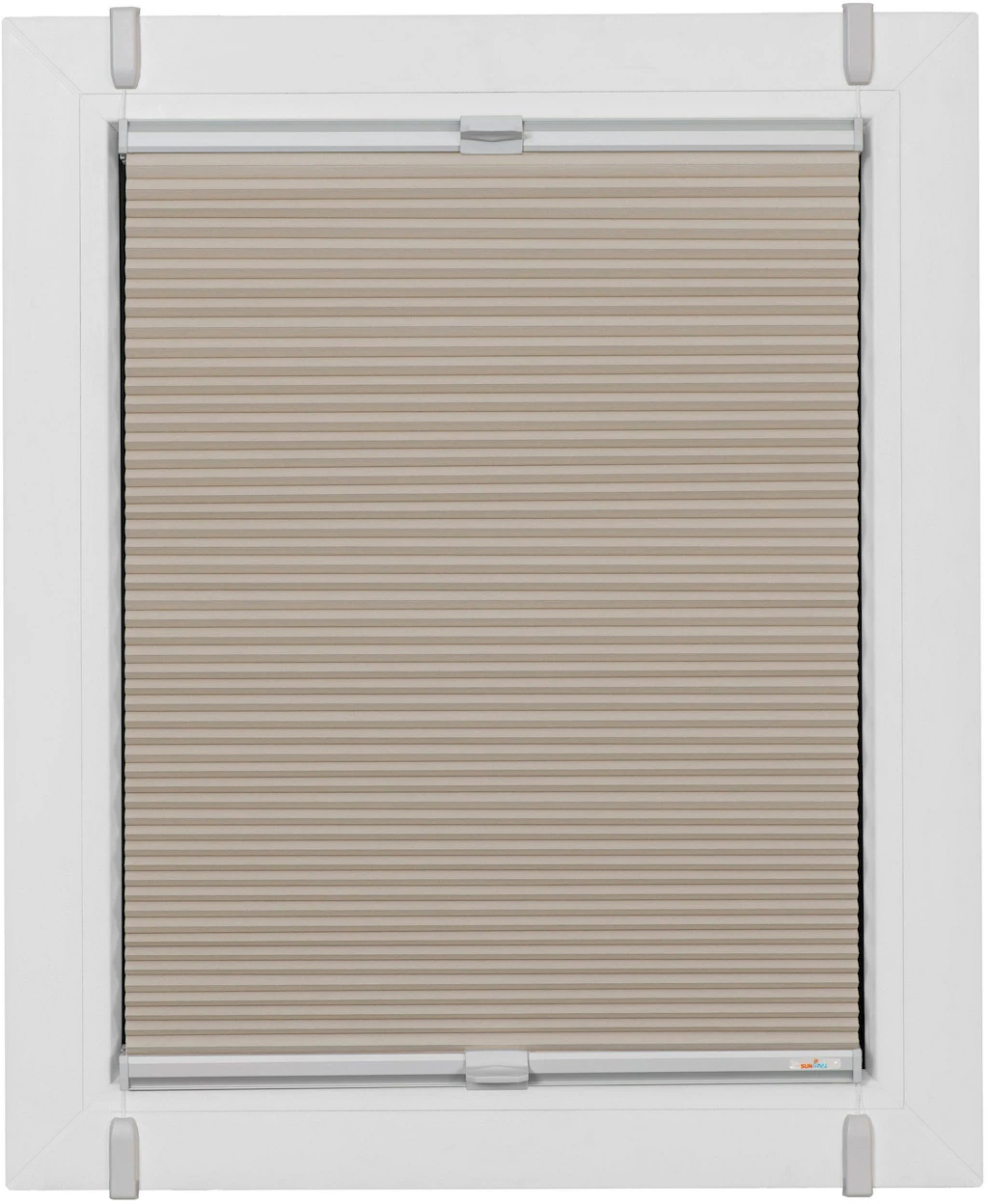 Bild von Plissee SUNLINES "Start-up Style Honeycomb", beige (sand, weiß, weiß), B:47cm H:205cm, Obermaterial: 100% Polyester, Plissees, verspannt mit Simply-Fix Klemmträger, Wabenplissee, nach Maß