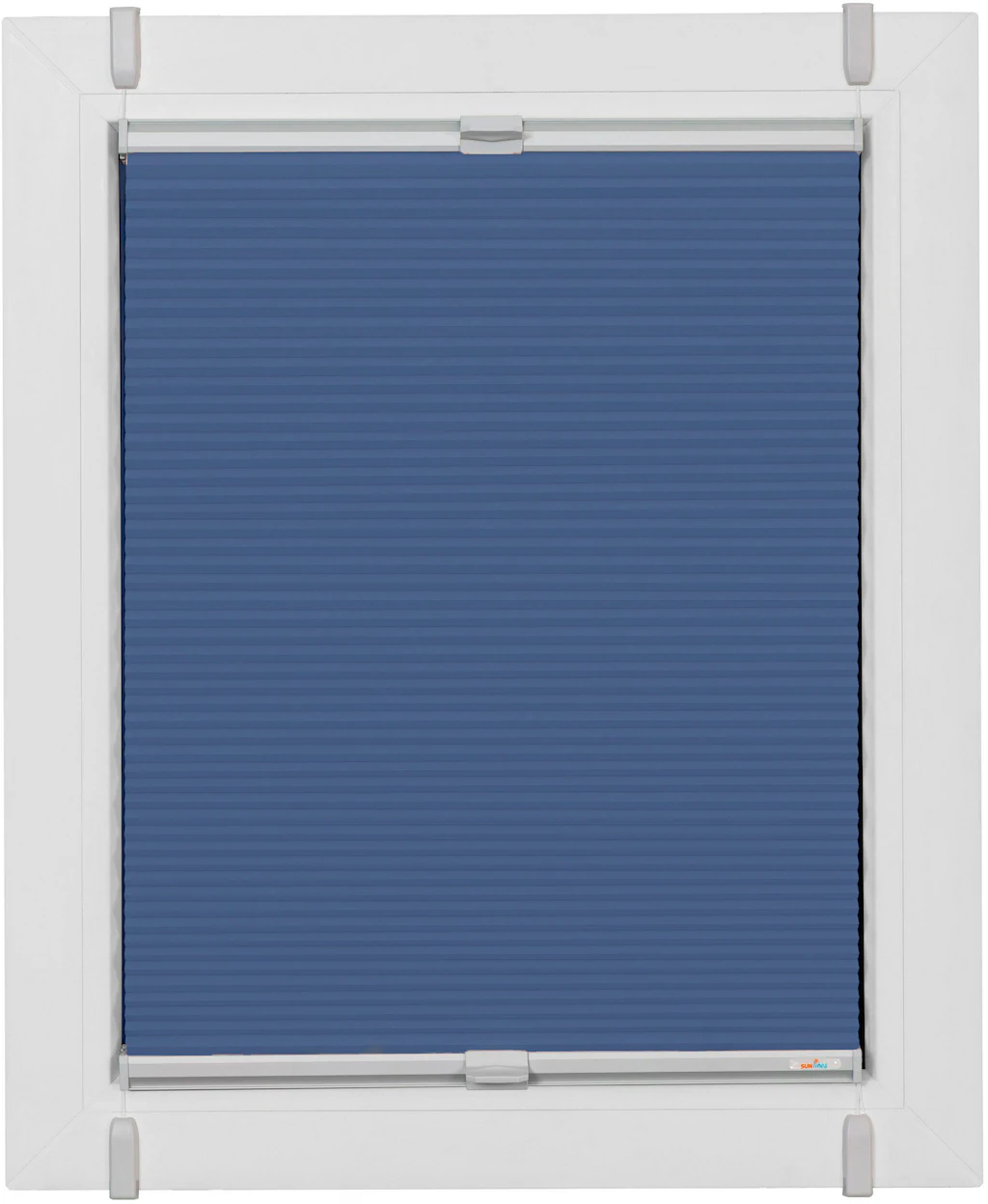 Bild von Plissee SUNLINES "Start-up Style Honeycomb", blau (dunkelblau, silberfarben, silberfarben), B:46cm H:175cm, Obermaterial: 100% Polyester, Plissees, verspannt mit Simply-Fix Klemmträger, Wabenplissee, nach Maß