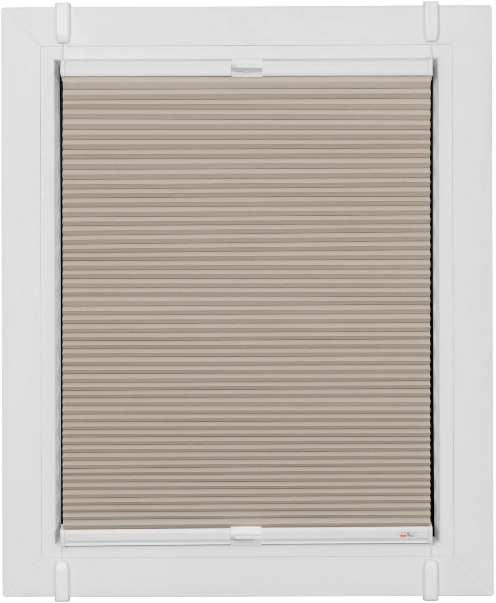 Bild von Plissee SUNLINES, beige (sand, silberfarben), B:53cm H:185cm, Obermaterial: 100% Polyester, Plissees, verspannt mit Simply-Fix Klemmträger, Wabenplissee