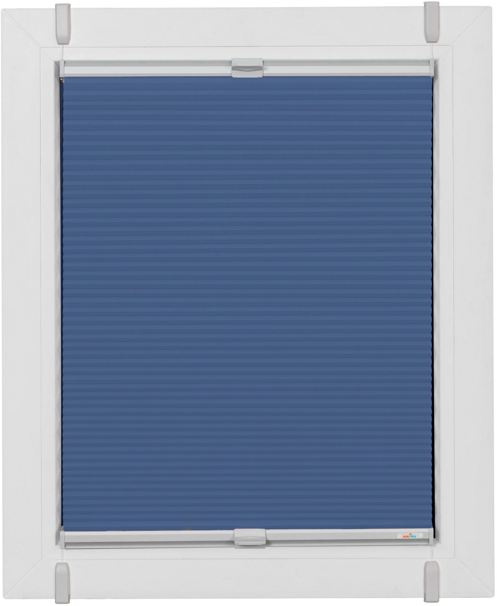 Bild von Plissee SUNLINES "Start-up Style Honeycomb", blau (dunkelblau, silberfarben, silberfarben), B:61cm H:135cm, Obermaterial: 100% Polyester, Plissees, verspannt mit Simply-Fix Klemmträger, Wabenplissee, nach Maß