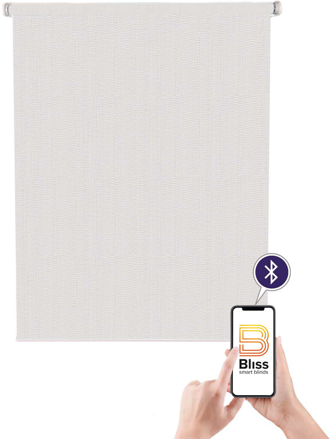 Bild von Elektrisches Rollo Akkurollo Structure, sunlines, blickdicht, ohne Bohren, verschraubt, appgesteuert via Bluetooth, weißer Fallstab