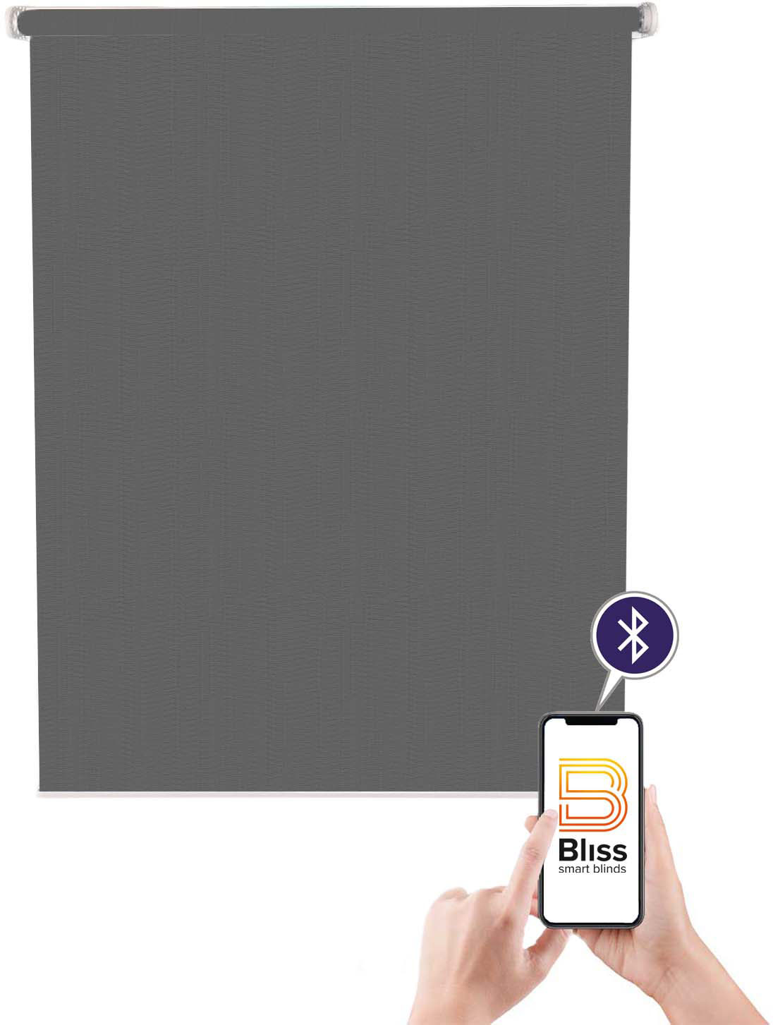 Bild von Elektrisches Rollo Akkurollo Structure, sunlines, blickdicht, ohne Bohren, verschraubt, appgesteuert via Bluetooth, weißer Fallstab