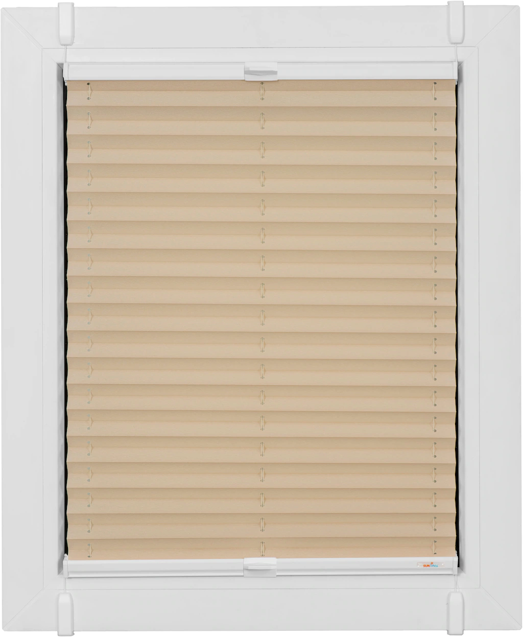 Bild von sunlines Plissee One Size Style Crepe, blickdicht, ohne Bohren, verspannt, Klemmfix, Zubehörfarbe weiß, zum Klemmen