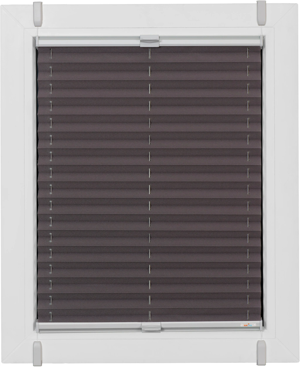 Bild von sunlines Plissee One Size Style Crepe, blickdicht, ohne Bohren, verspannt, Klemmfix, Zubehörfarbe grau, zum Klemmen