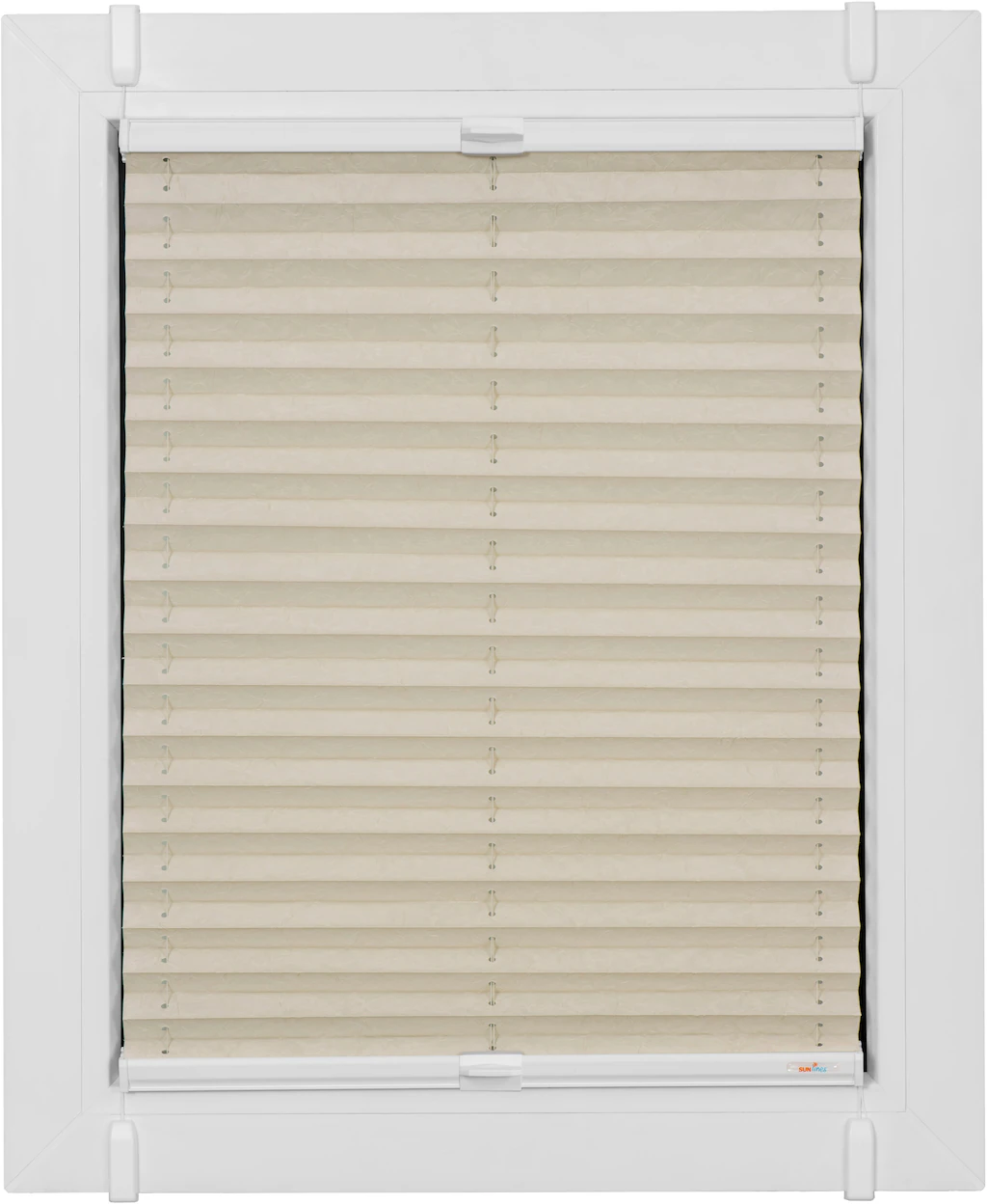 Bild von sunlines Plissee One Size Style Crush, blickdicht, ohne Bohren, verspannt, Klemmfix, Zubehörfarbe weiß, zum Klemmen