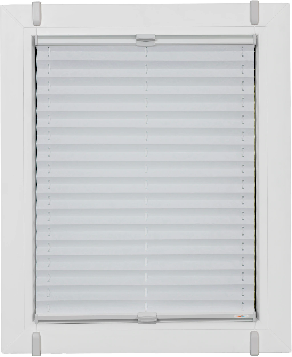 Bild von sunlines Plissee One Size Style Crush, blickdicht, ohne Bohren, verspannt, Klemmfix, Zubehörfarbe grau, zum Klemmen
