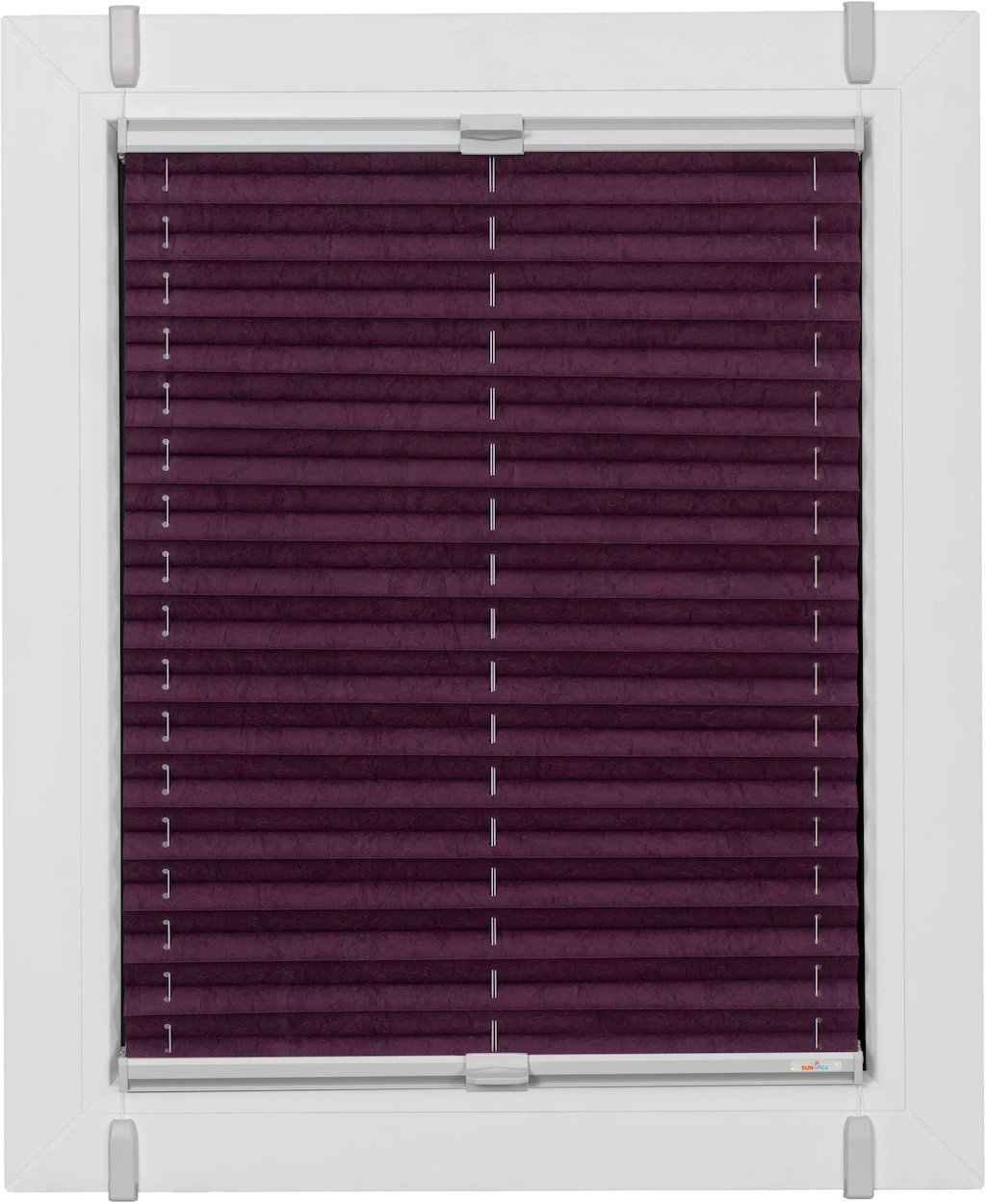 Bild von sunlines Plissee One Size Style Crush, blickdicht, ohne Bohren, verspannt, Klemmfix, Zubehörfarbe grau, zum Klemmen