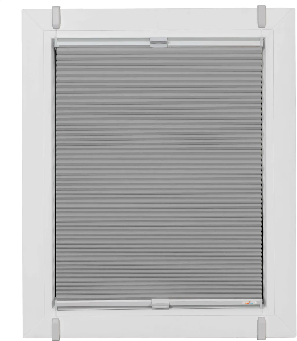 Bild von sunlines Wabenplissee One Size Style Honeycomb VD, verdunkelnd, ohne Bohren, verspannt, Klemmfix, Zubehörfarbe grau, zum Klemmen