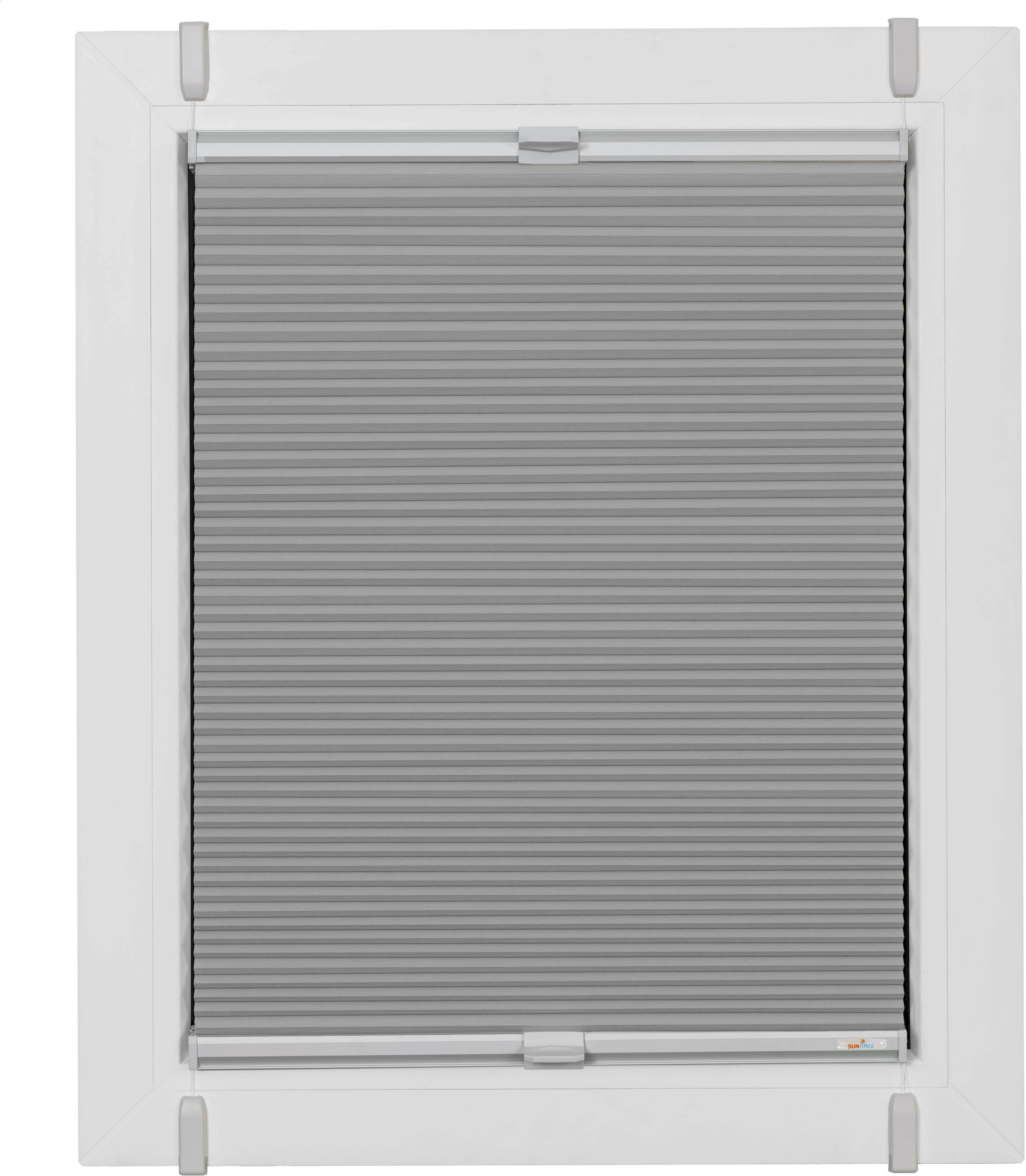 Bild von sunlines Wabenplissee One Size Style Honeycomb VD, verdunkelnd, ohne Bohren, verspannt, Klemmfix, Zubehörfarbe grau, zum Klemmen