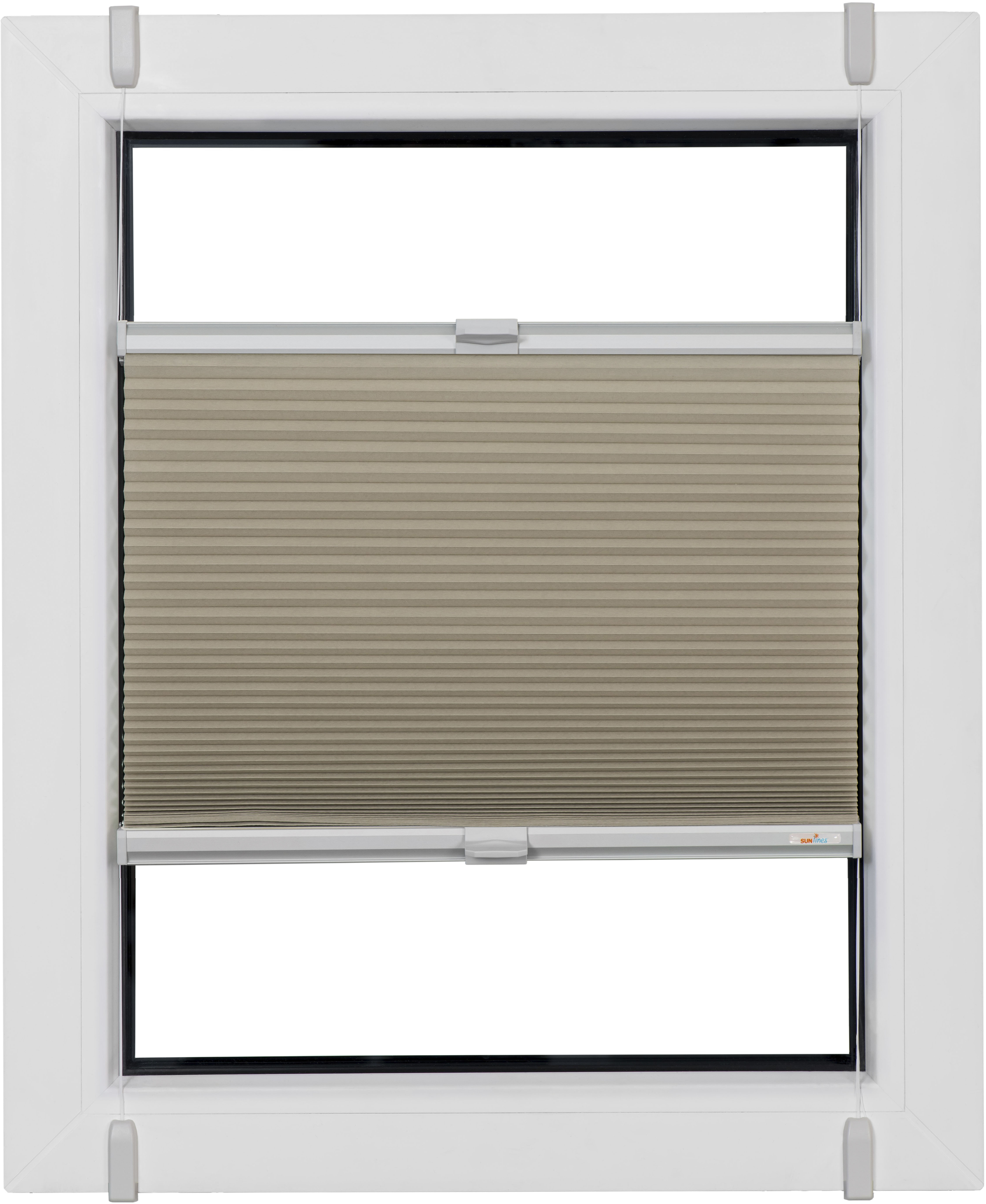 Bild von sunlines Wabenplissee One Size Style Honeycomb TL, blickdicht, ohne Bohren, verspannt, Klemmfix, Zubehörfarbe grau, zum Klemmen