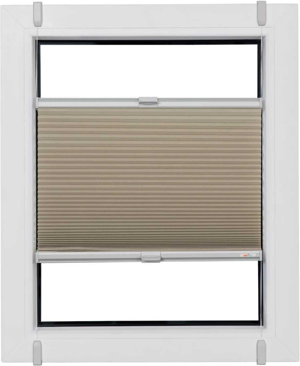 Bild von sunlines Wabenplissee One Size Style Honeycomb TL, blickdicht, ohne Bohren, verspannt, Klemmfix, Zubehörfarbe grau, zum Klemmen