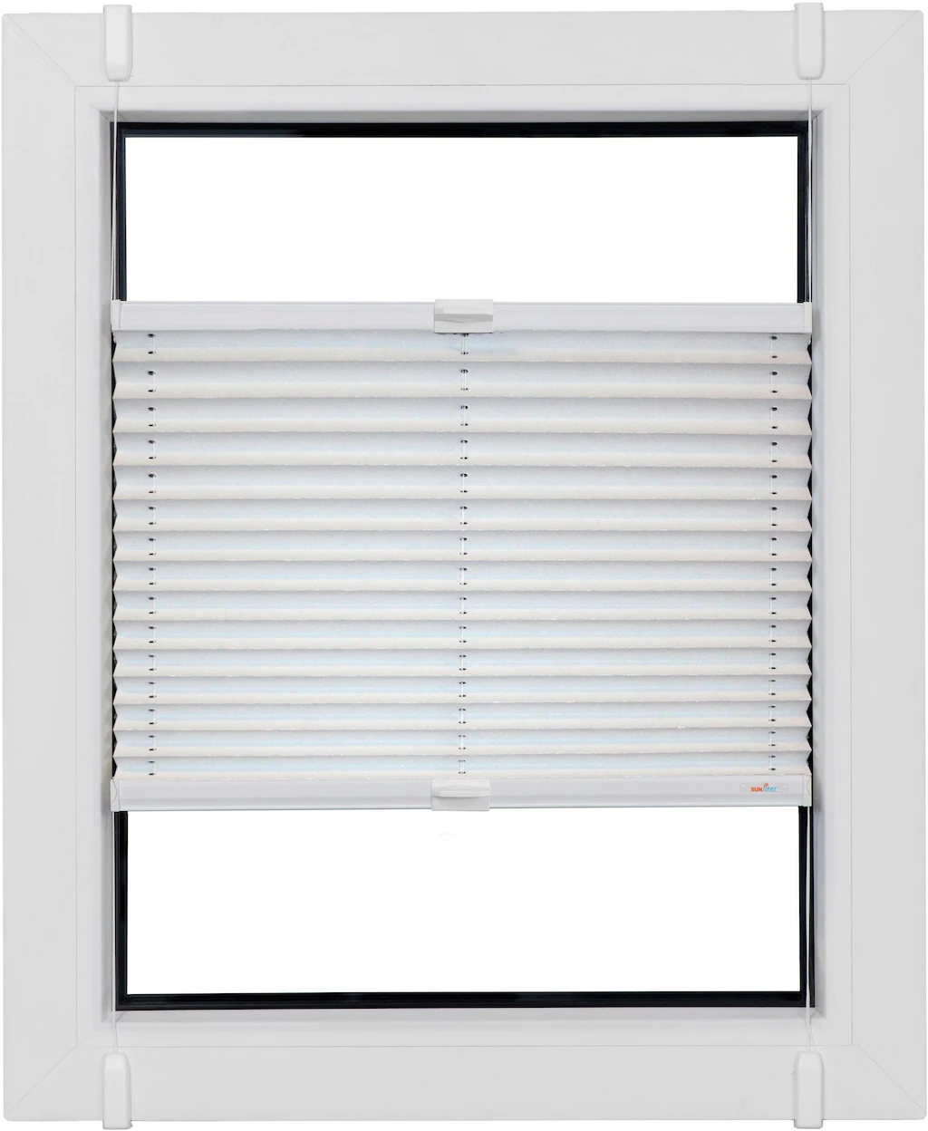 Bild von Plissee SUNLINES "Young Style Energy Saving", weiß (weiß, weiß), B:52,5cm H:100cm, Obermaterial: 100% Polyester, Plissees, nach Maß, mit Energiespareffekt, verspannt mit Simply-Fix Klemmträger